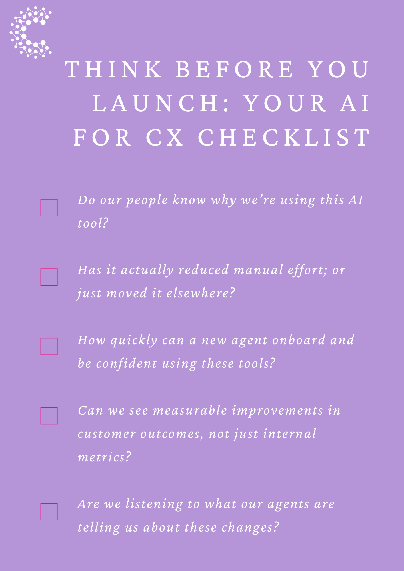 AI Checklist - Simon Blog - 8th May